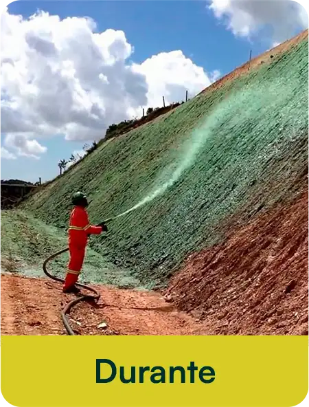 Aplicação da hidrossemeadura no talude